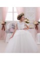 Avorio Abito da ballo Innamorato Tulle Pizzo Lunga Abiti da ragazza di fiori Convenienti