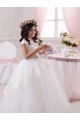Avorio Abito da ballo Innamorato Tulle Pizzo Lunga Abiti da ragazza di fiori Convenienti