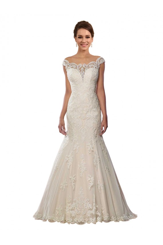 Avorio & Champagne Stile sirena Pizzo Boho Abiti da sposa Convenienti