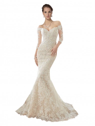 Avorio & Champagne Stile sirena Tulle Pizzo Abiti da sposa Convenienti