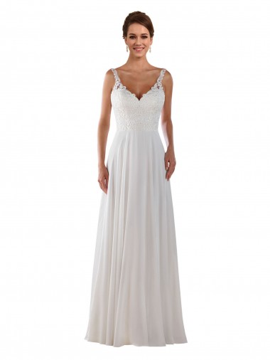 Avorio Linea A Innamorato Chiffona Classico Boho Abiti da sposa Convenienti