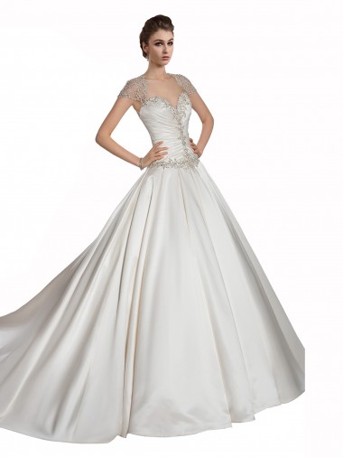 Avorio Linea A Innamorato Raso Abiti da sposa Convenienti