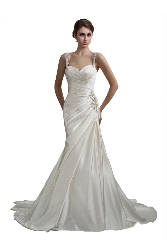 Avorio Stile sirena Innamorato Raso Spiaggia Abiti da sposa Convenienti