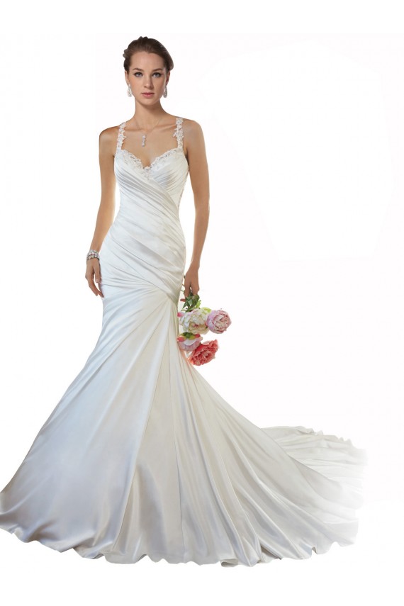 Avorio Stile sirena Innamorato Raso Spiaggia Abiti da sposa Convenienti