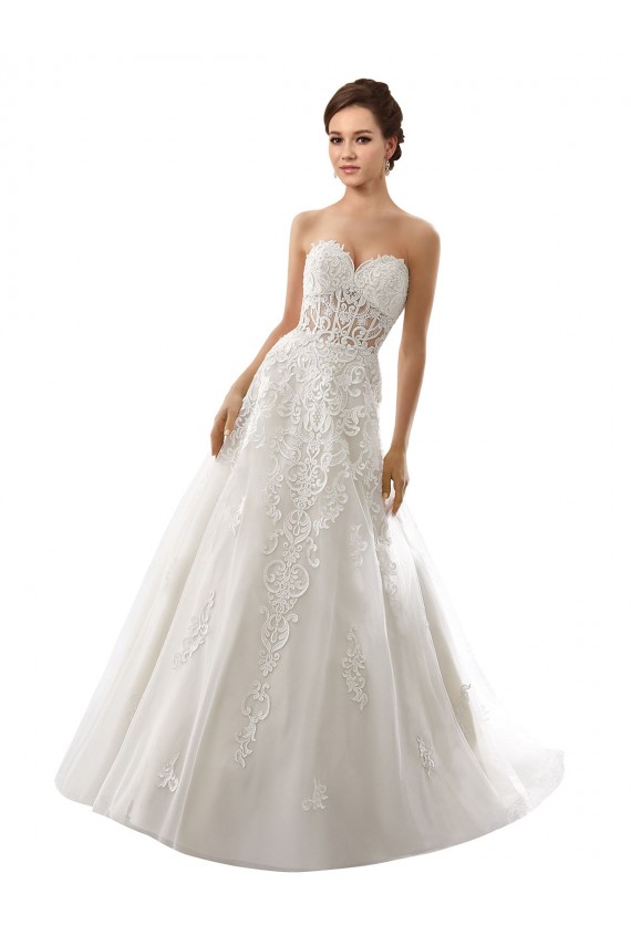 Bianco Linea A Innamorato Tulle Pizzo Abiti da sposa Convenienti