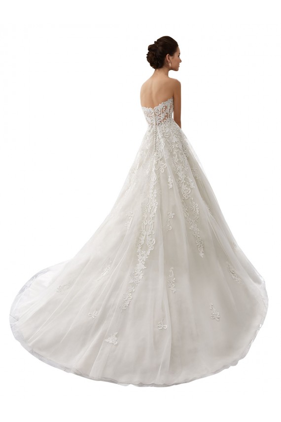 Bianco Linea A Innamorato Tulle Pizzo Abiti da sposa Convenienti