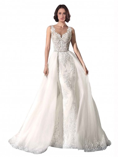 Bianco Stile sirena Innamorato Tulle Pizzo Abiti da sposa Convenienti