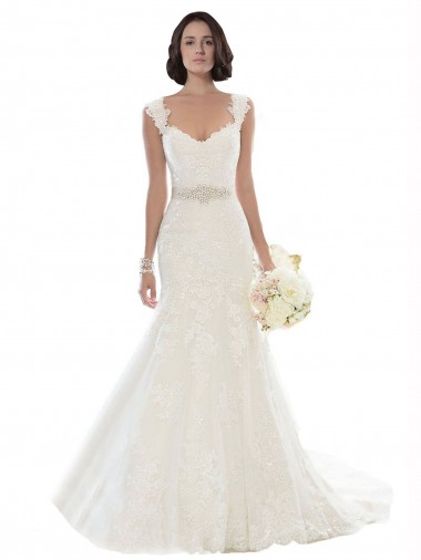 Bianco Stile sirena Pizzo Spiaggia Abiti da sposa Convenienti