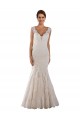 Bianco Stile sirena Scollatura a V Pizzo Abiti da sposa Convenienti