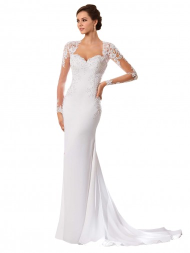 Bianco Tubino Innamorato Chiffona Pizzo Abiti da sposa Convenienti