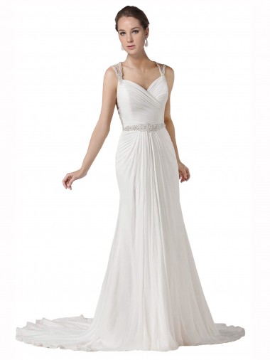 Bianco Tubino Innamorato Chiffona Spiaggia Abiti da sposa Convenienti