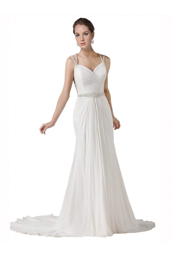 Bianco Tubino Innamorato Chiffona Spiaggia Abiti da sposa Convenienti