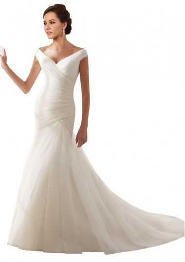 Bianco Tubino Tulle Abiti da sposa Convenienti