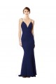 Blu navy Stile sirena Sottili Alto Collo Crespo Elastico Lunga Formali Abiti da damigella donore / Abiti da sera / Abiti da ballo Convenienti