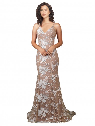 Champagne Stile sirena Scollatura a V Sweep treno Pizzo Abiti da sposa Convenienti
