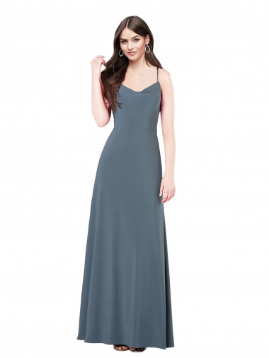 Grigio ardesia Linea A Scollatura a V Spandex Lunga Abiti da damigella donore / Abiti da ballo Convenienti