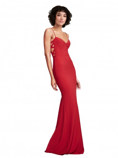 Rosso Stile sirena Sottili Crespo Elastico Lunga Formali Abiti da damigella donore / Abiti da sera / Abiti da ballo Convenienti