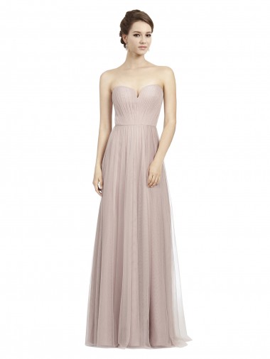 Vintage Rose Linea A Innamorato Tulle Lunga Abiti da damigella donore Convenienti