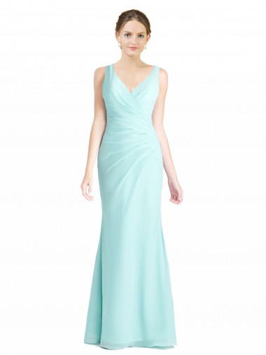 Waterfall Stile sirena Scollatura a V Chiffona Pizzo Lunga Abiti da damigella donore Convenienti